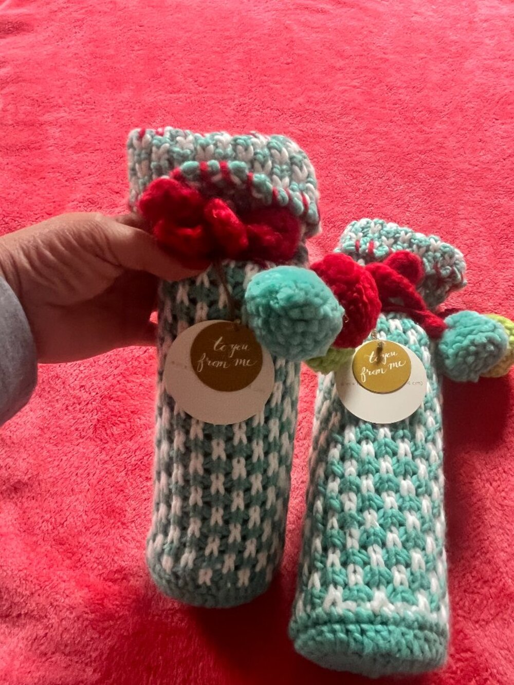 2 Crocheted Wine bags